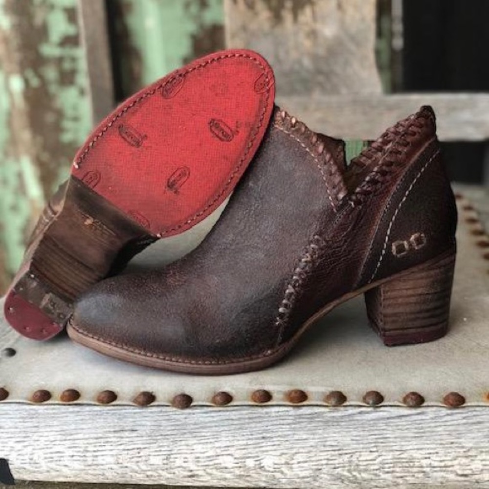 Bed Stu Carla Eggplant Heeled Leather Ankle Bootie